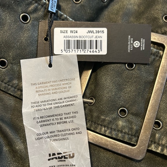 🔥🆕🔥 Jaded Assassin Faux Leather Boot Cut Jeans - Picture 4 of 4